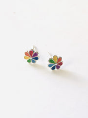 Some Sweet Rainbow Flower Sterling Silver Earrings 066