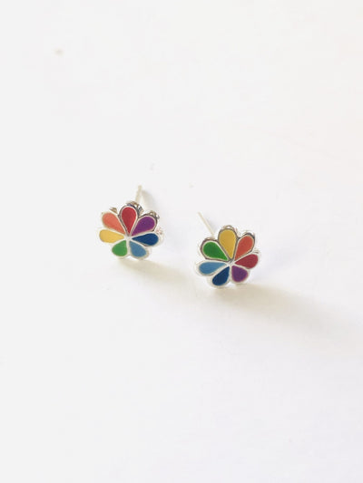 Some Sweet Rainbow Flower Sterling Silver Earrings 066