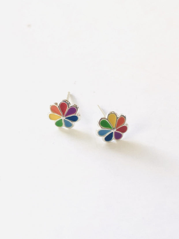 Some Sweet Rainbow Flower Sterling Silver Earrings 066