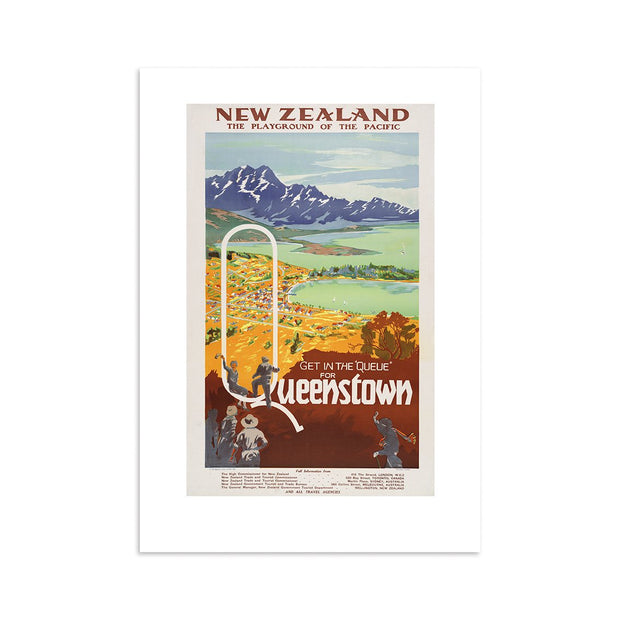100% NZ Get in the Queue for Queenstown Tourist A4 Print