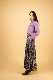 Vassalli 7048 Flora Long Printed Pull on Elastic Waist Skirt