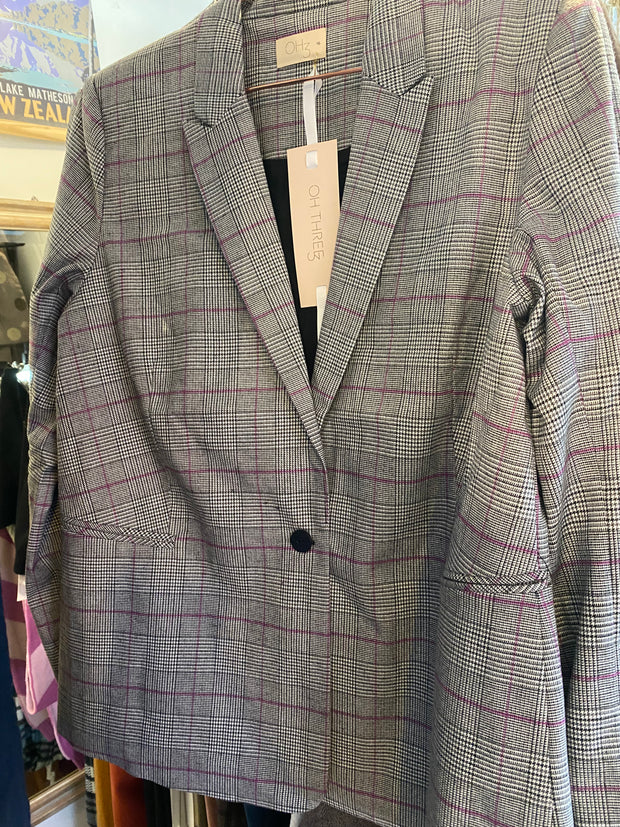 Pink checked 2025 boyfriend blazer