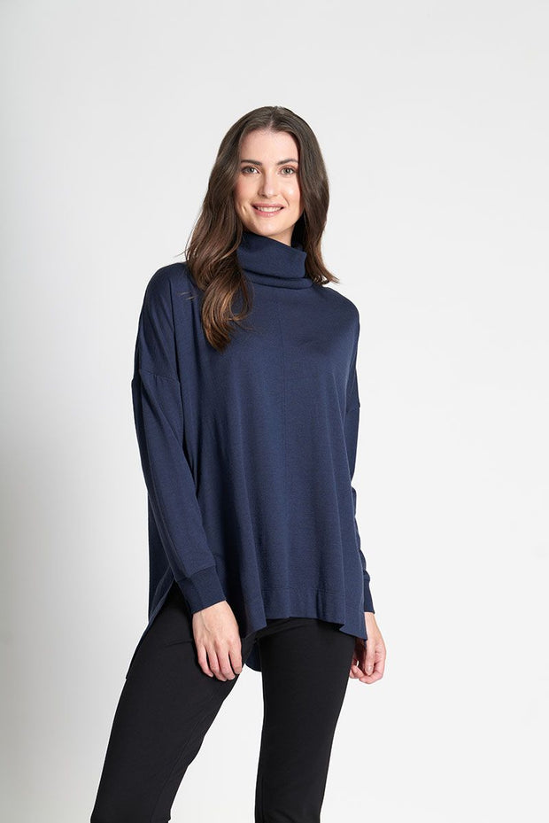 Foil Relaxed Fit Merino Top with Split Sides Tp12957
