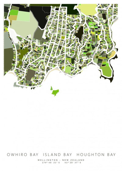 Image Vault Owhiro Bay Wellington Map MM880 Pre-Matted Mini Print