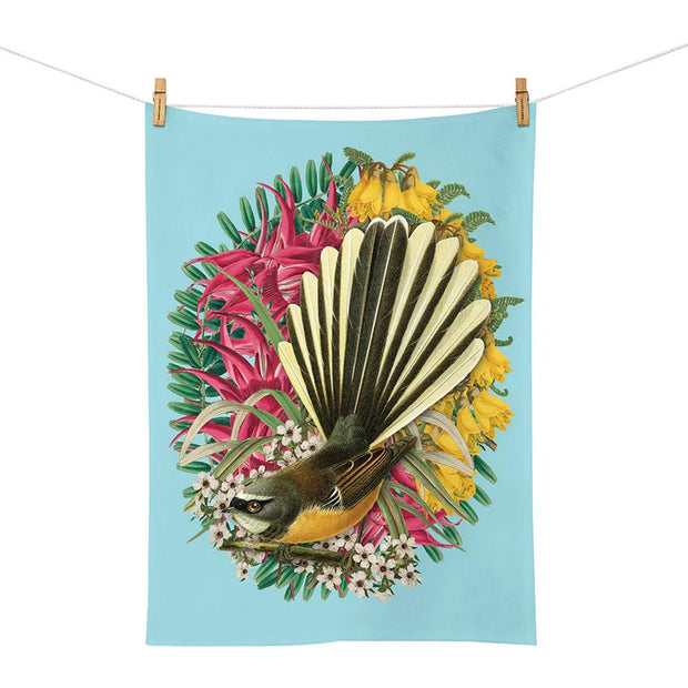 100% NZ Botanical Fantail Tea Towel