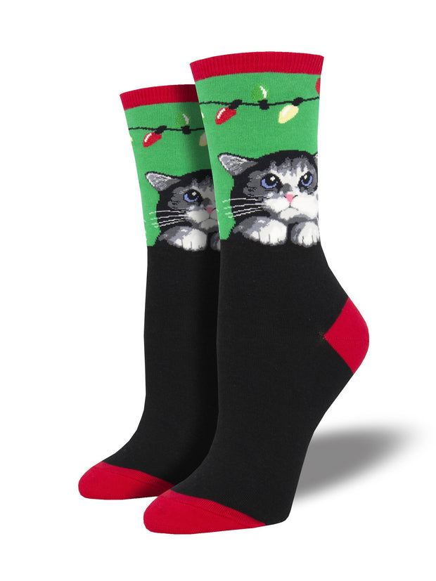 Socksmith Purrty Lights 1892 Christmas Women's Socks